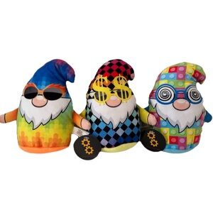 Set Of 3 Colorful Gnome Plush Toy - Kids' Rainbow Gnome 7” NEW!